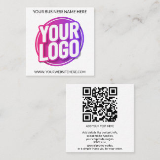 Carte De Visite Carré Your Business Company Team Logo and QR Code & Text