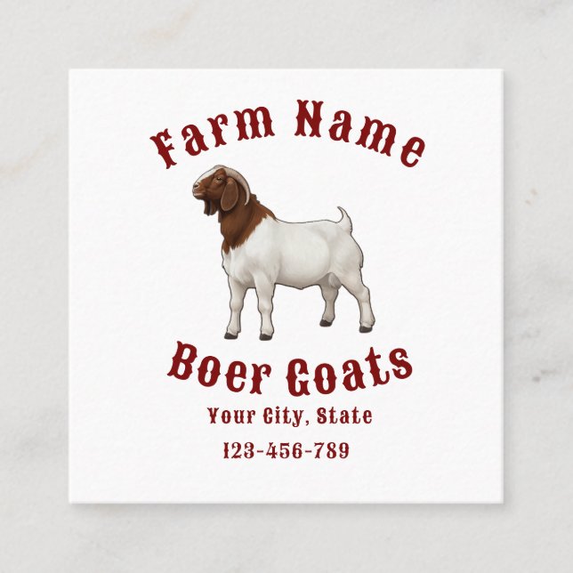 Carte De Visite Carré Your Farm Boer Goats (Devant)