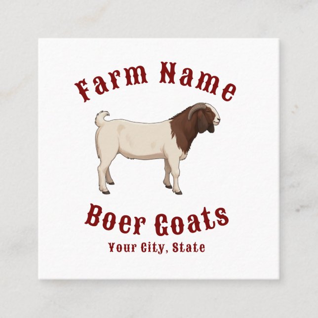 Carte De Visite Carré Your Farm Boer Goats (Devant)