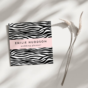 Carte De Visite Carré Zebra Print, Zebra Stripes, Noir Et Blanc
