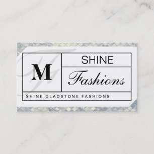 Carte De Visite Carreaux d'argent de la grille Monogramme
