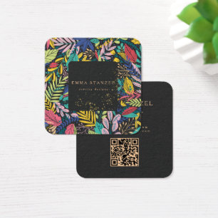 Carte de visite carrée florale tropicale moderne
