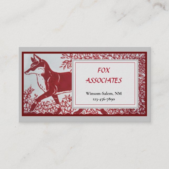 Carte De Visite Carrelage en céramique Red Grey Fox Design Élégant (Devant)