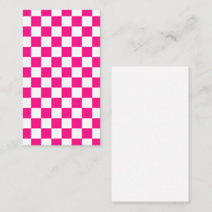 Carte De Visite Carrés à carreaux rose chaud blanc géométrique rét