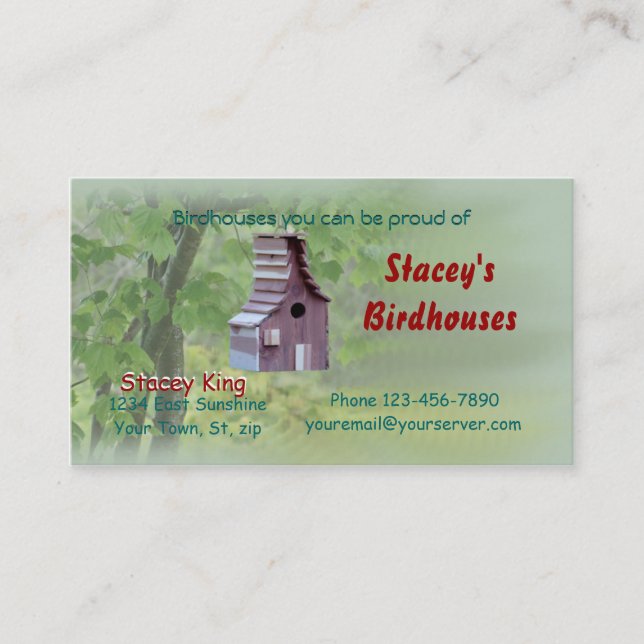 Carte De Visite Carte-personnaliser d'affaires du cèdre Birdhouse2 (Devant)