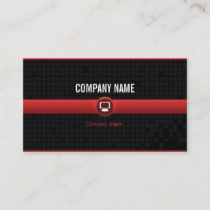 Carte De Visite Carte visite - Professionnel informatique rouge v2