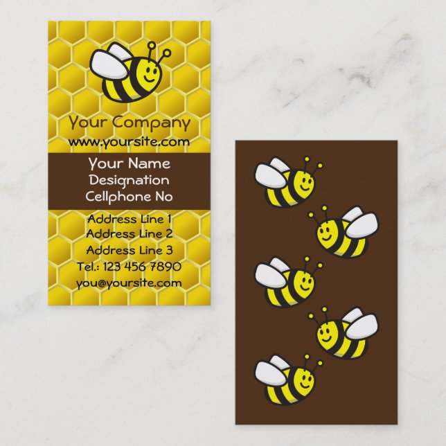 Carte De Visite Carton d'abeille à miel vertical (Devant / Derrière)