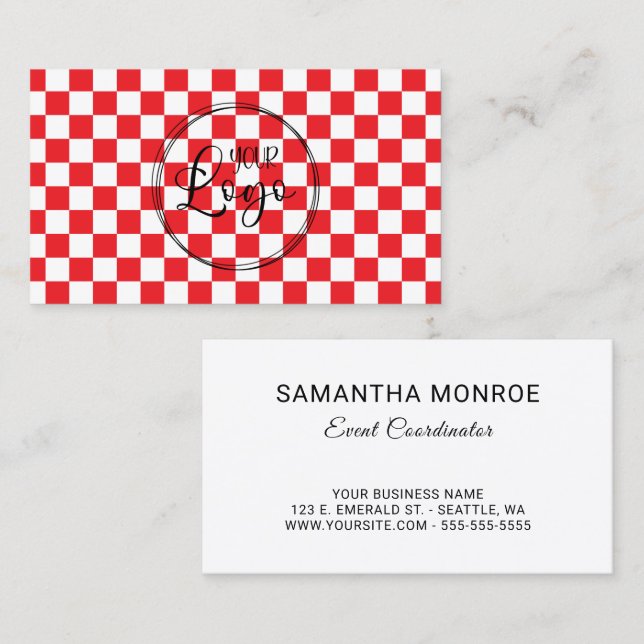 Carte De Visite Carton rouge et blanc du logo de l'entreprise (Devant / Derrière)