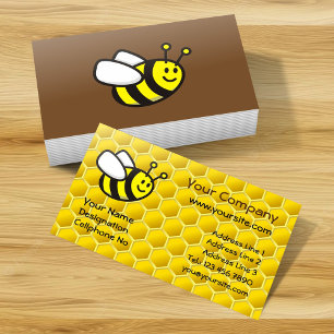 Carte De Visite Cartoon d'abeille à miel horizontal