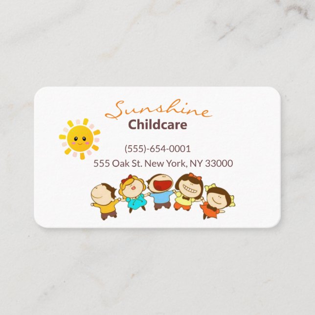 Carte De Visite Cartoon Enfants Garde d'enfants (Devant)