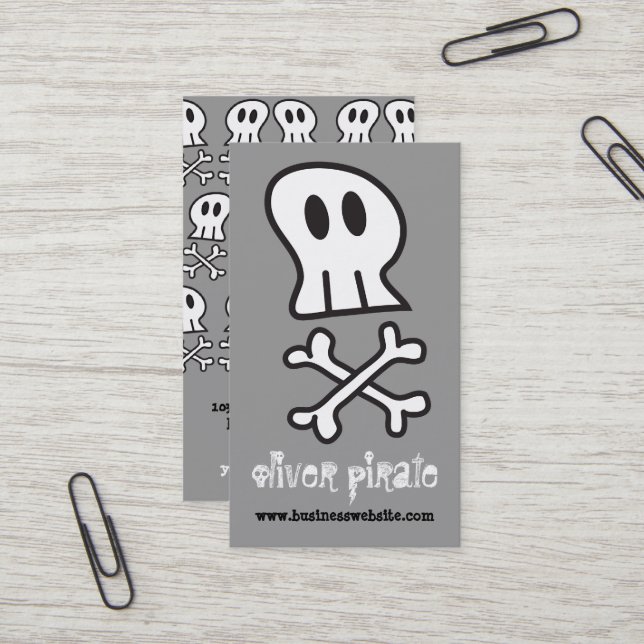 Carte De Visite Cartoon Pirate Ship Skuls Bones Amusants Garçons c (Devant/Arrière en situation)