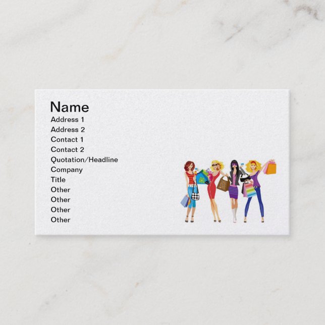 CARTE DE VISITE CARTOON SHOPPPING FILLES VECTEURS STYLE MODE S'AMU (Devant)