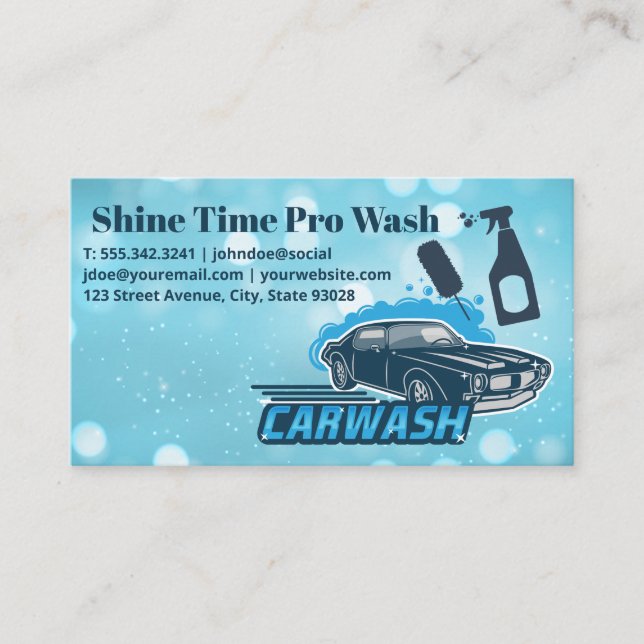 Carte De Visite Carwash Autos | Outils de nettoyage (Devant)