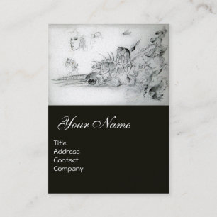 Carte De Visite CASCADES AVEC JEUNE FILLE BLANC Noir Dessin