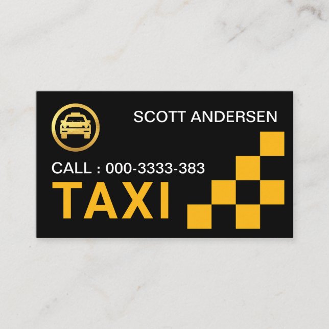 Carte De Visite Case à cocher Jaune Service de taxi (Devant)