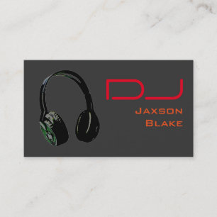 Carte De Visite Casque Arrière - plan DJ Stylish Red Orange Grey