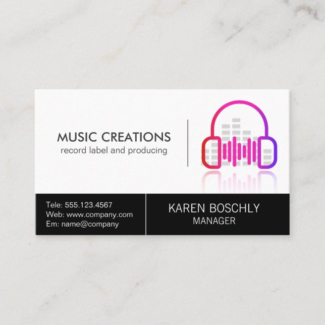 Carte De Visite Casque Audio Logo Icône numérique (Devant)