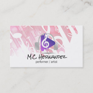 Carte De Visite Casque audio Note de musique Bouton de lecture