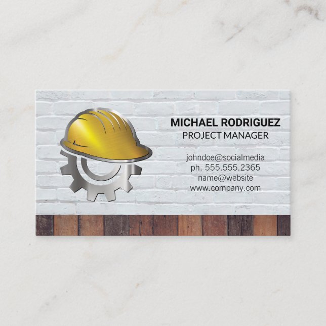 Carte De Visite Casque de chantier | Briques | Constructeurs (Devant)