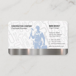 Carte De Visite Casque de chantier métallique Col bleu