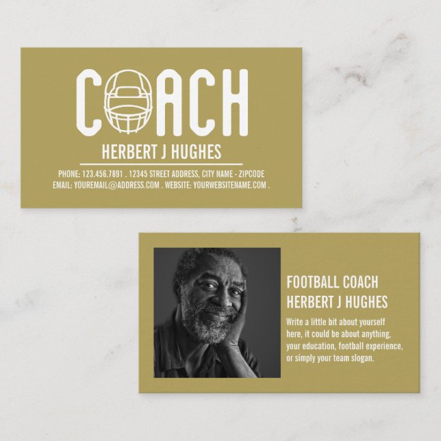 Carte De Visite Casque de football, footballeur, Football Coach Ph (Devant / Derrière)