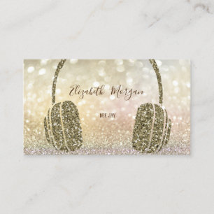 Carte De Visite Casque DJ Bokeh Elegan Glitter