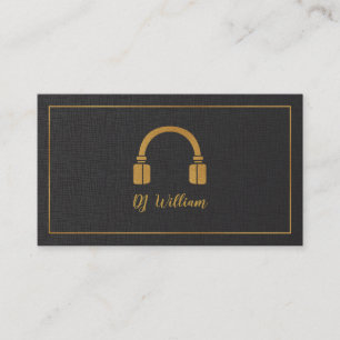 Carte De Visite Casque DJ Faux Luxe Or