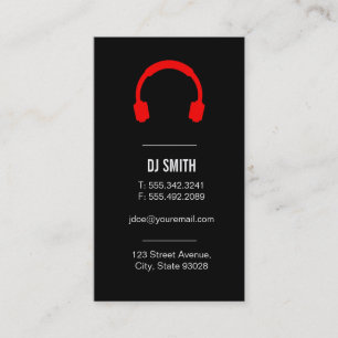 Carte De Visite Casque Dj Musique Noir Blanc