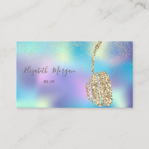 Carte De Visite Casque Parties scintillant Holographique bleu DJ, 