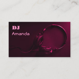 Carte De Visite Casque rose foncé DJ's