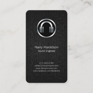 Carte De Visite Casques de l'ingénieur du son BlackGrunge Business