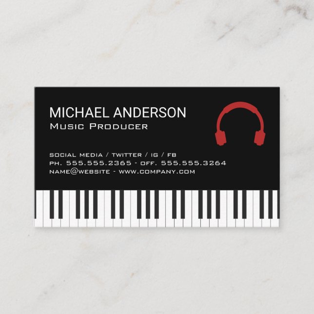 Carte De Visite Casques de musique | Clavier (Devant)