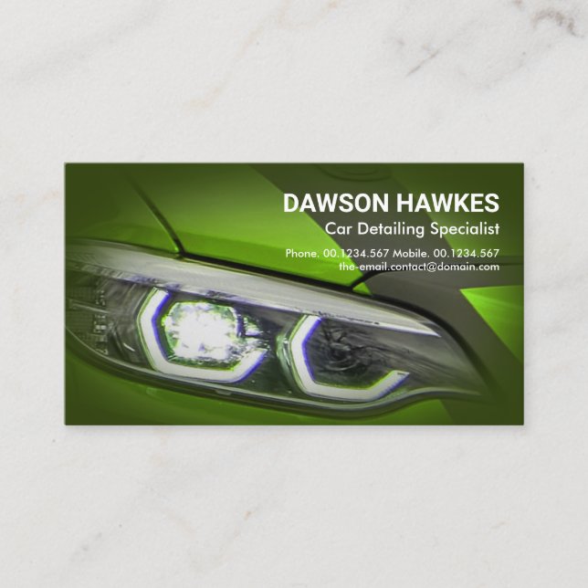 Carte De Visite Casques de voiture de sport vert Détail auto (Devant)