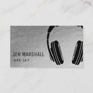 Carte De Visite Casques DJ en faux argent