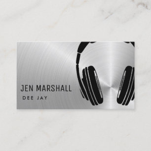 Carte De Visite Casques DJ en métal faux argent