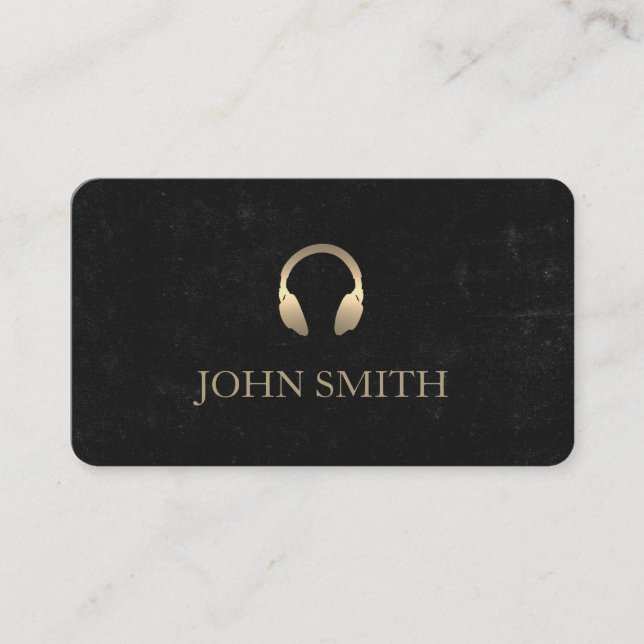 Carte De Visite Casques DJ Gold Blackboard Music (Devant)