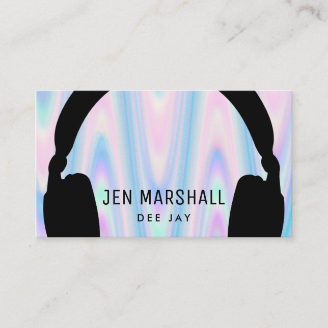 Carte De Visite Casques DJ pour la conception fausse iridescente (Devant)