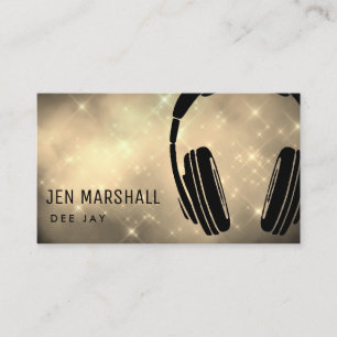 Carte De Visite Casques DJ sur fausse parties scintillant