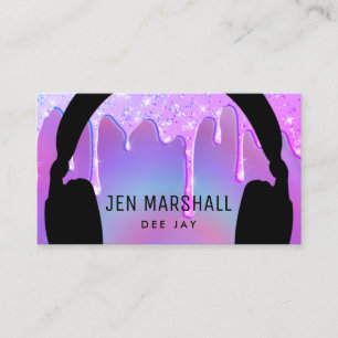 Carte De Visite Casques DJ sur les gouttes de parties scintillant