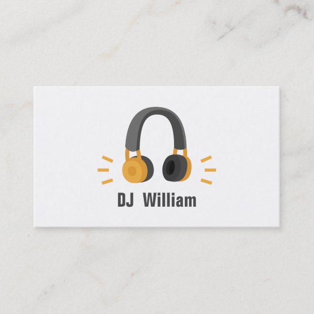 Carte De Visite Casques gris orange DJ Disque Jockey (Devant)
