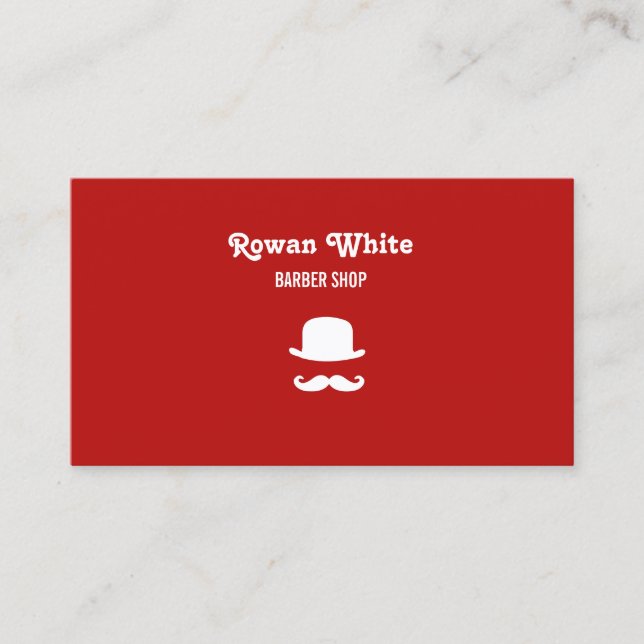 Carte De Visite Casquette blanc et mustache silhouette rouge (Devant)