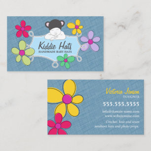 Carte De Visite Casquette de bébé Whimsical Designer Floral Doodle