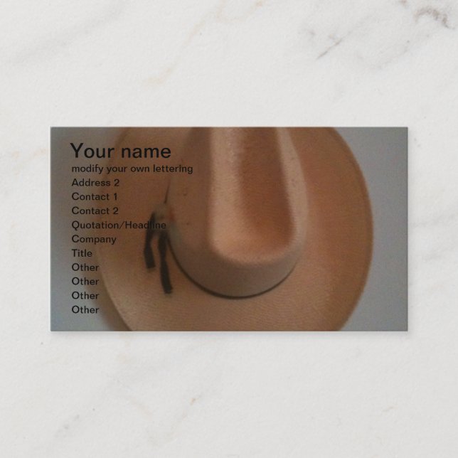 Carte De Visite casquette de cowboy ou de cow-girl (Devant)