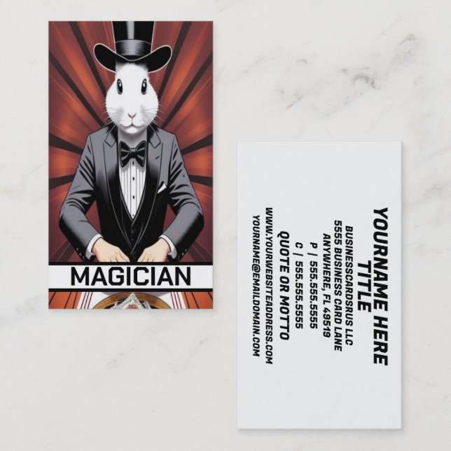 Carte De Visite Casquette de magicien de lapin (Devant / Derrière)
