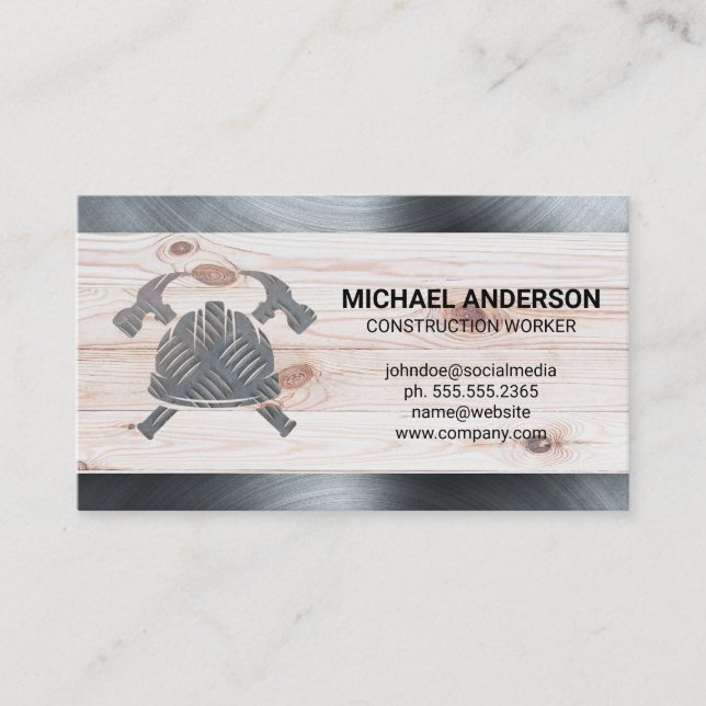 Carte De Visite Casquette dur Hammers | Acier | Bois | Constructio (Devant)