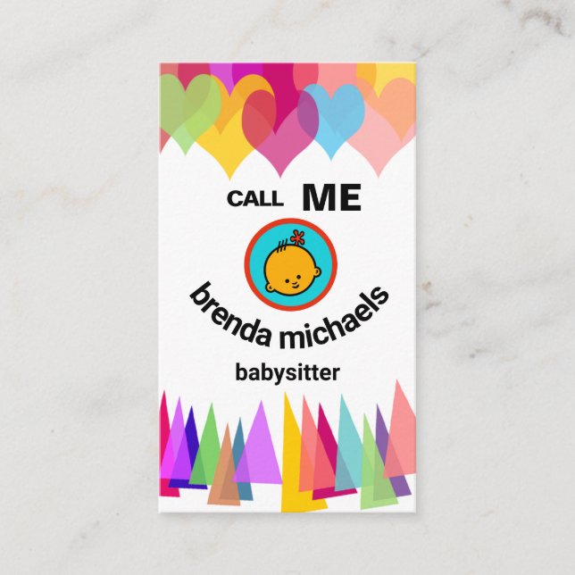 Carte De Visite Casquettes du Heart Balloons Party Babysitter sour (Devant)