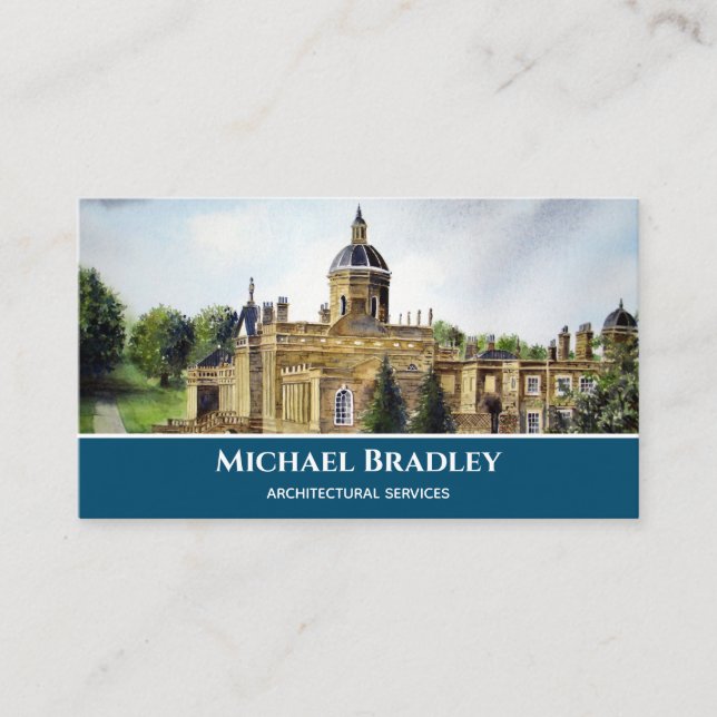Carte De Visite Castle Howard York England Aquarelle Paysage (Devant)