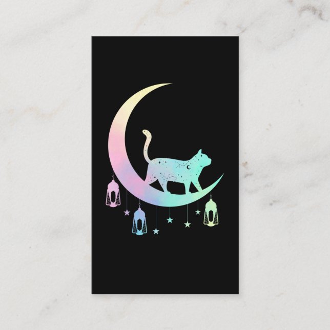 Carte De Visite Cat Crescent Moon Horoscope Pastel Goth Wicca (Devant)