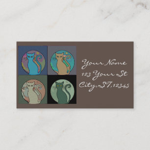 Carte De Visite Cat Lady Multi Cats assis Thunder_Cove