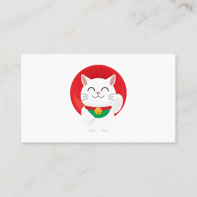 Carte De Visite Cat Maneki Neko Japon Chat amusant Idée de cadeaux (Devant)